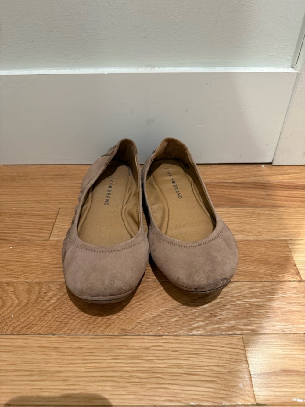 Lucky Brand Taupe Suede Slip-On Ballet Flats